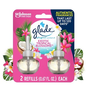 Glade PlugIns Scented Oil Air Freshener Refills - Exotic Tropical Blossoms - 1.34oz/2pk - 1 of 4