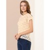 Allegra K Women's Curved Hem Sheer Short Sleeves Floral Lace Blouse - 4 of 4