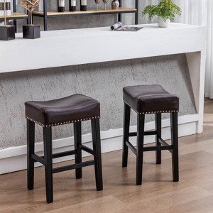 NicBex Set of 2 Bar Stools for Kitchen Island,PU Leather Farmhouse Counter Bar Stools,Bar Chairs for Dining Rooms,Kitchens Islands,Black/Brown/Gray - 1 of 4