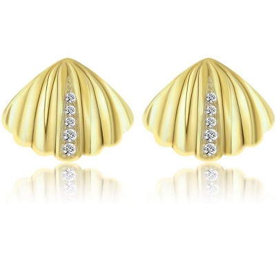 Molenia 14K Gold Plated Seashell Earrings 925 Sterling Silver Shell Stud Earrings Beach Jewelry Ocean Summer Vacation Small Gifts for Women Her Girls