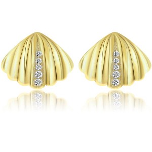 Molenia 14K Gold Plated Seashell Earrings 925 Sterling Silver Shell Stud Earrings Beach Jewelry Ocean Summer Vacation Small Gifts for Women Her Girls - 1 of 4