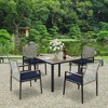 FIONECA All-Weather 5-Piece Patio Dining Set with Acacia Wood Table Top & Umbrella Hole, Light Gray Rattan Outdoor Conversation Set - 2 of 4