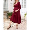 Maternity Dress Women's V-Neck Puff Sleeve Pleated Maternity Maxi Dress for Baby Shower or Casual Wear  lightgreenflower XL - 2 of 4
