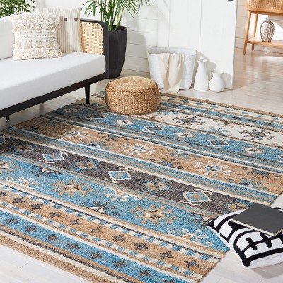 Kilim KLM754 Hand Woven Area Rug - Blue/Ivory - 8'x10' - Safavieh.
