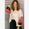 Amaryllis Women’s Plaid Patchwork Long Puff Sleeve Knit Pullover Top with Drop Shoulder Crew Neck - 4 of 4