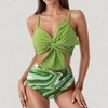 Anna-Kaci Swim Women's Knot Front Bikini Top and High Waist Abstract Print Bottom Two-Piece Swimsuit - 2 of 4