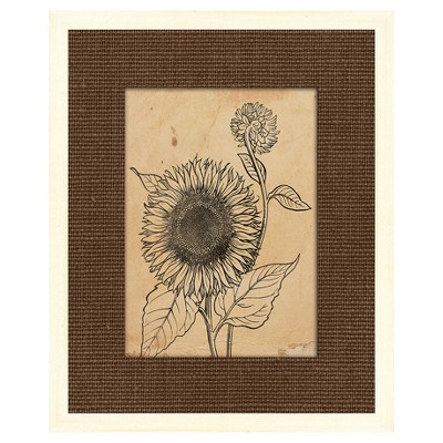 18" x 22" Letter Sunflowers I Picture Frame Brown - PTM Images