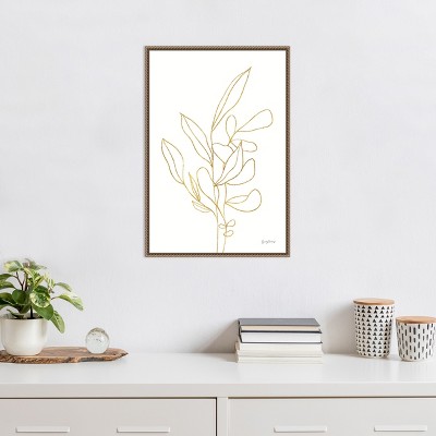 Amanti Art Rooted Florals V Gold by Becky Thorns Canvas Wall Art Print Framed 16 x 23-in.