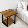 HomeRoots 24" Black And Brown Solid Wood And Iron Square End Table With Shelf - 2 of 2