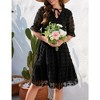 WhizMax Women's Swiss Dot Short Sleeve V Neck High Waist Casual Dress Lightweight Ruffle Solid Summer Mini Dress - 3 of 4
