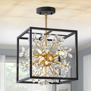 Rennnsan Fyrellen 11"W 8-Light Square Dandelion Crystal Industrial Dimmable Chandelier in Black - 1 of 4