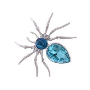 Anna-Kaci Women's Crystal Spider Brooch Pin with Blue Gemstone Accents - 1 of 4