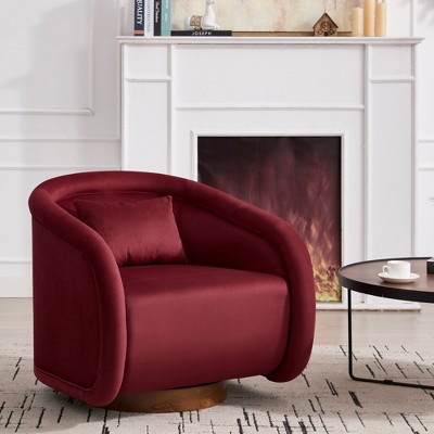 Grungis 29.92'' W Swivel Accent Chair with Teddy Upholstery,Pumpkin-Shaped Swivel Chairs,Sofa Chair for Bedroom,Reading Room
