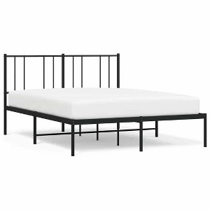 vidaXL Black Queen Metal Bed Frame with Headboard & Slats, No Mattress, Easy Assembly - 1 of 4