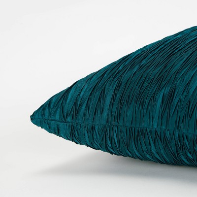 Peacock Blue Crinkled Texture Square Throw Pillow