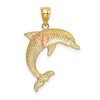 Black Bow Jewelry 14k Yellow and Rose Gold, Two Tone Dolphin with Heart Pendant - 3 of 4