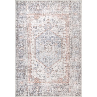 Easy-Care 8' x 10' Gray Synthetic Rectangular Washable Rug