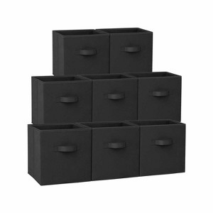 Aoibox 11 Inch Heavy Duty Fabric Storage Cubes Black 8 Pack Collapsible Bins for Organizing Closet Shelves Toys Clothes - 1 of 4