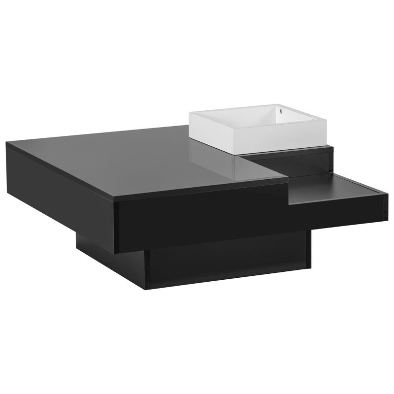 Modern Minimalist Design Square Coffee Table with Detachable Tray and Plug-in 16-color LED Strip Lights 4M - ModernLuxe, 5 of 11