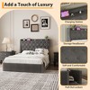 Full Size Bed Frame with Headboard,Button Tufted Storage Bed,Drawer Velvet Upholstered Platform Bed frame with Charging Station,No Box Spring Needed - 3 of 4