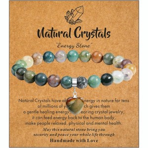 Healing Crystal Bracelet for Women, 8mm Natural Gemstone Beaded Bracelet, Love Heart Bracelet - 1 of 4