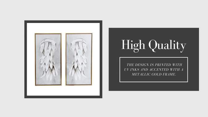 29&#34; x 29&#34; Angel Wings Diptych Floating Framed Wall Canvas Gray - Gallery 57, 2 of 7, play video