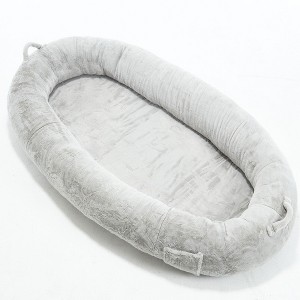 Bencmate Pet Bed Human Size Memory Foam Dog Bed with Storage Pocket Plush Cover Non Slip Bottom Large Size, Light Gray, 35.43"*18.11"*14.96" - 1 of 4