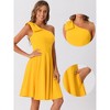 INSPIRE CHIC Women's Christmas Party Elegant Flared Bow One Shoulder Evening Cocktail Dresses - 2 of 4