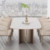 POVISON Modern Luxury Upholstered Dining Chairs Set of 2, Leather Barrel Chairs, Beige - 4 of 4