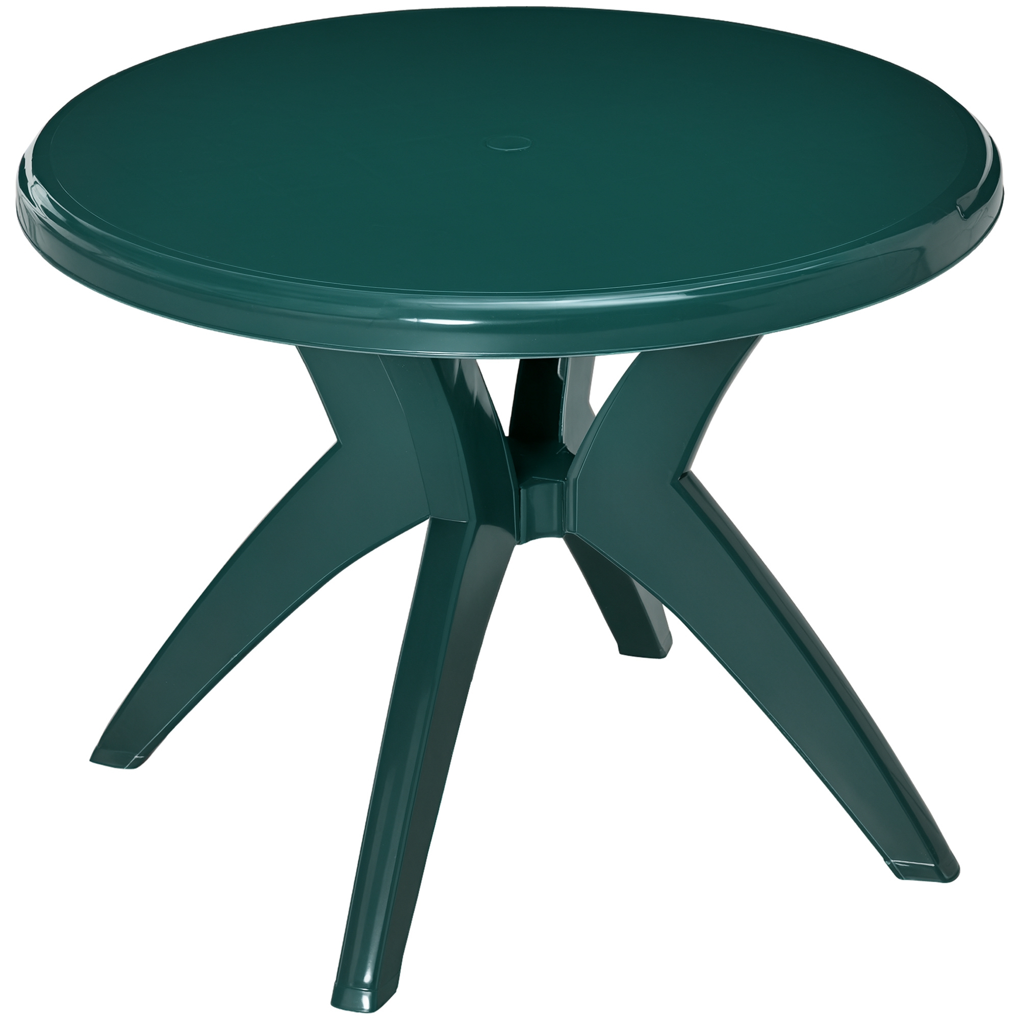Outsunny Patio Dining Table with Umbrella Hole Round Outdoor Bistro Table for Garden, Lawn Backyard, Green