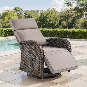 Buenhomino Outdoor Swivel Recliner Chair - Reclining Patio Chair with Adjustable Backrest and Footrest, All-Weather Wicker Chaise Lounge Chair - 1 of 4