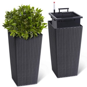 22.5 Inch Tall Outdoor Planters (Set of 2)  with Removable Liners & Drainage Holes, Durable Weatherproof Plant Containers for Patio, Porch - 1 of 4