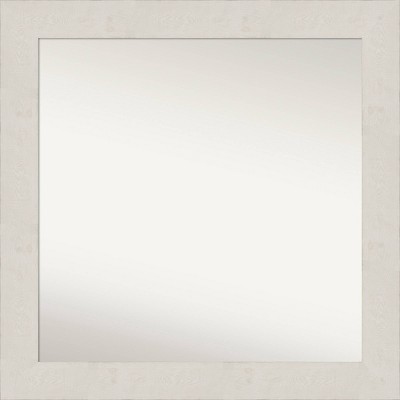 32" x 32" Non-Beveled Rustic Plank White Wall Mirror - Amanti Art: Square Framed, Wall Mount, Modern Decor