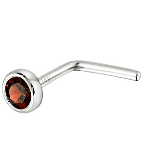 Jewelry Avalanche 22G 14K Gold Bezel-set Garnet L-shape Nose Stud - 1 of 3