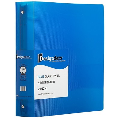 JAM Paper Heavy Duty 2" 3-Ring Flexible Poly Binder Blue Glass Twill 820T2BU
