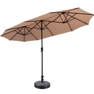 Ainfox 13ft Outdoor Patio Umbrella With Umbrella Base Double-sided Deck Pool Umbrella with 1.5 Inch Pole, Fade Resistant  for Porch, Market, Backyard - 1 of 4