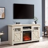 60" Modern Farmhouse TV Media Stand with 2 Doors Cabinet and 18" Electric Fireplace Insert, Large Barn-Style Entertainment Console for Living Room - 4 of 4