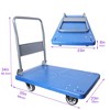 NAYSAYE Foldable Hand Truck Heavy Duty Push Cart Dolly with Swivel Handle for Home and Warehouse Use, Blue, 35"*23"*34" - 4 of 4