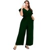Plus Size Women's High Waist Wide Leg Jumpsuit Double-Layer Flutter Sleeves for Casual or Office Wear - 3 of 4