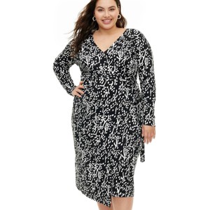 Women's Long Sleeve Midi Sea Spots Black Wrap Dress - DVF for Target - 1 of 4