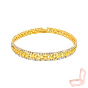 Trendy Stackable Watchband-Inspired Bracelet - Gold Plated with Sparkling Zircons, Luxury Daily Accessory Gift for Her - 1 of 4