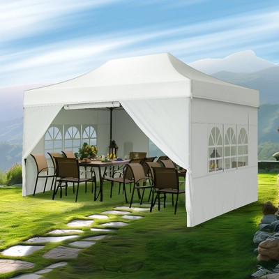 Captiva Designs 10x15 Pop Up Outdoor Commercial Heavy Duty Party Tent, White