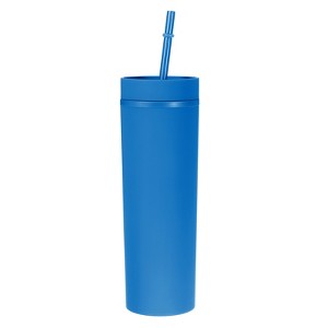 Unique Bargains Skinny Tumbler with Lids and Straws 16 OZ - 1 of 4