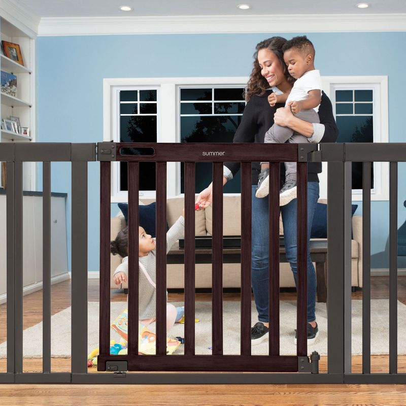 Ingenuity 30 Inch Summer Infant West End Wall or Doorway Installed Safety Pet and Baby Gate with Auto Close Feature, Dark Walnut, 3 of 7