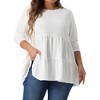 Agnes Orinda Women's Plus Size Casual Knit Babydoll Long Sleeve Peplum Blouse - 2 of 4