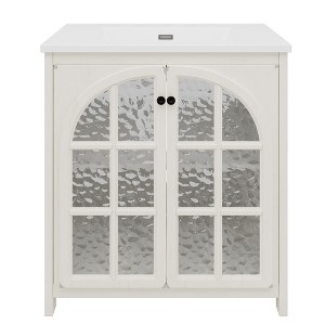 Akoasm 31 in. W Bathroom Vanity with Ceramic Sink, 2 Soft-Closing Doors & Bronze Pulls-Antique White - 1 of 4