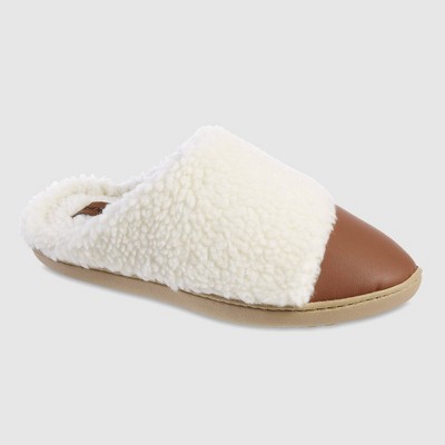 Isotoner Women's Tinsley Vegan Leather & Berber Clog Slippers
