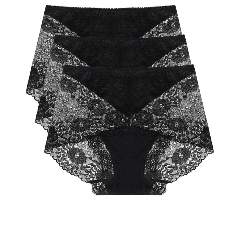 Agnes Orinda Women's 3 Pack Underwear Soft Briefs Lace Panties, 1 of 4