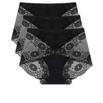 Agnes Orinda Women's 3 Pack Underwear Soft Briefs Lace Panties