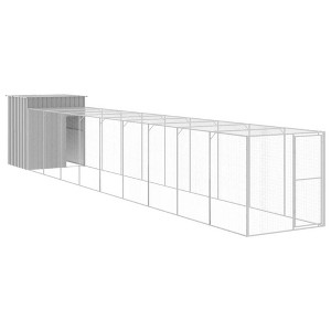 vidaXL Chicken Cage with Extended Run - Light Gray, Galvanized Steel - Spacious with Mesh Design and Practical Roof - 65"x420.1"x71.3" - 1 of 4